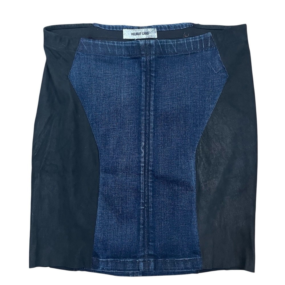 NWT Helmut Lang Mini Skirt 8 Edgy Worker Denim Suede Contemporary Indigo Alt
